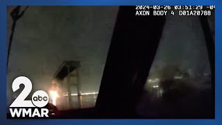 Bodyworn camera footage shows initial response to Key Bridge collapse