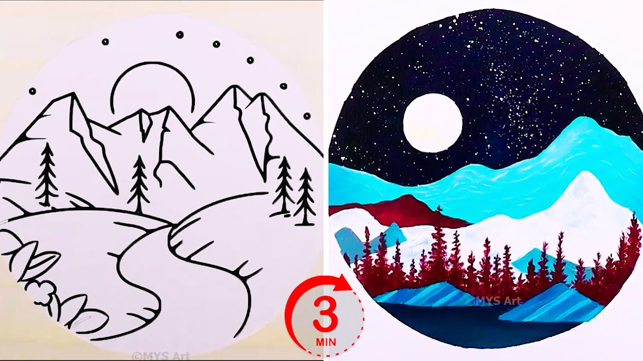 How To Paint Simple Landscape in 3 Minutes Step by Step for beginners 😍 ...