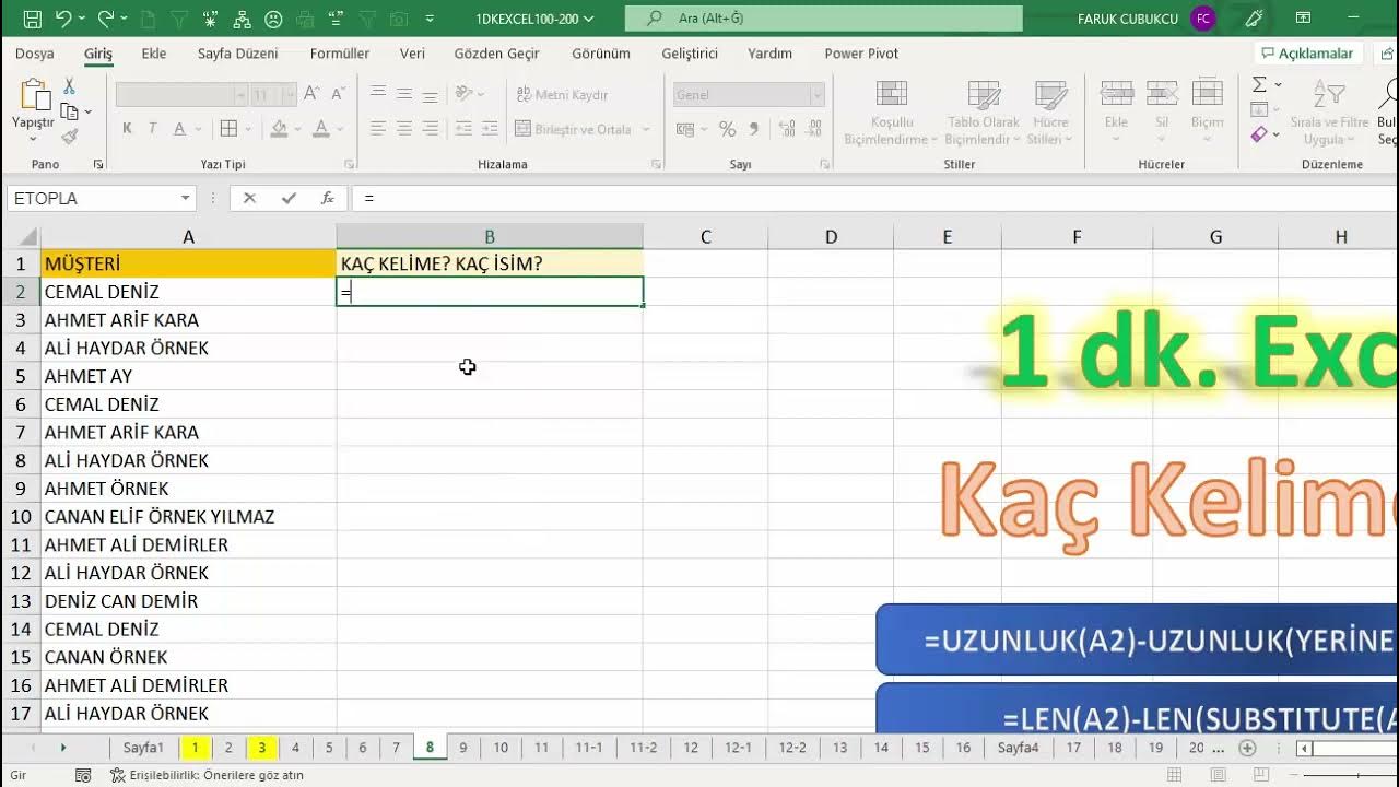 Excel 1 Dakika Kaç Kelime Var? YouTube