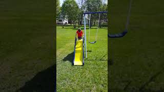 Hudson's first slide!