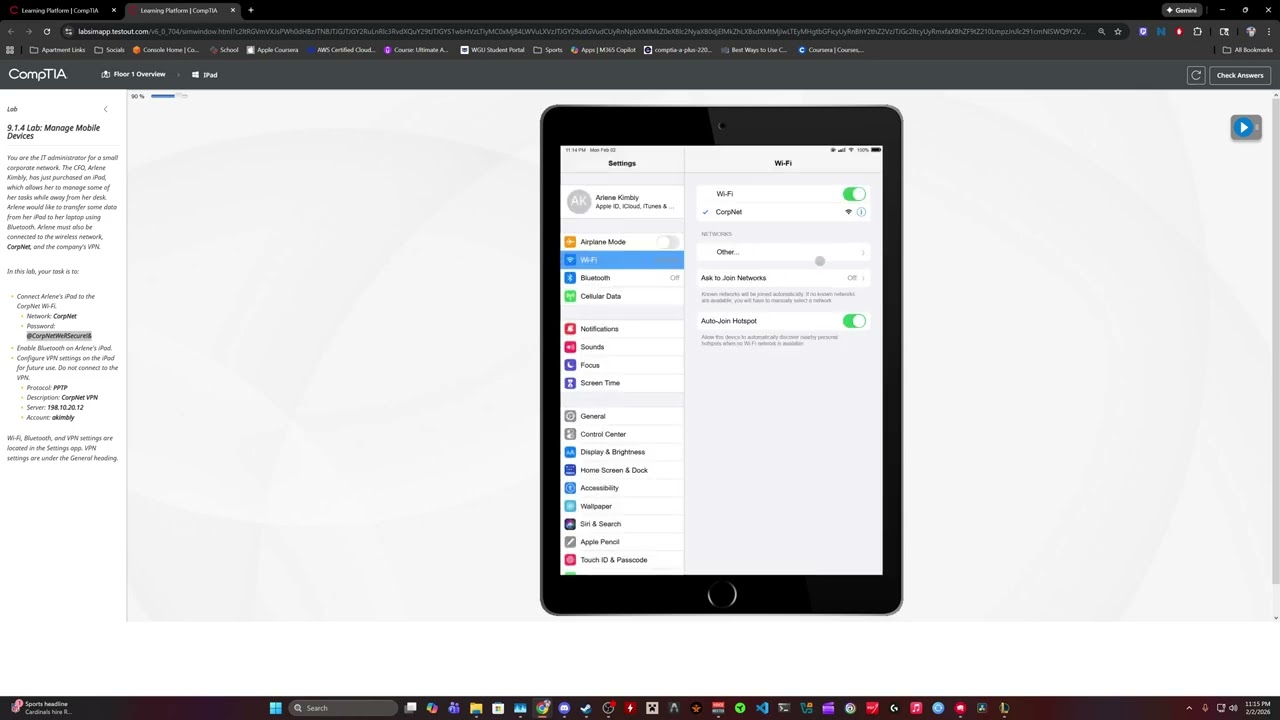 Attempting CompTIA's A+ 1201 9.1.4 Lab: Manage Mobile Devices