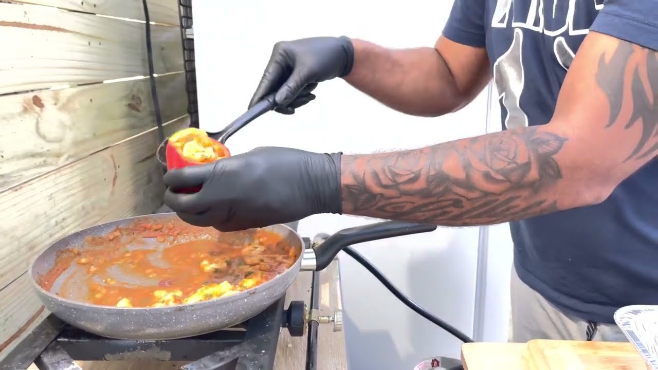 como hacer *Pimientos rellenos de camarones