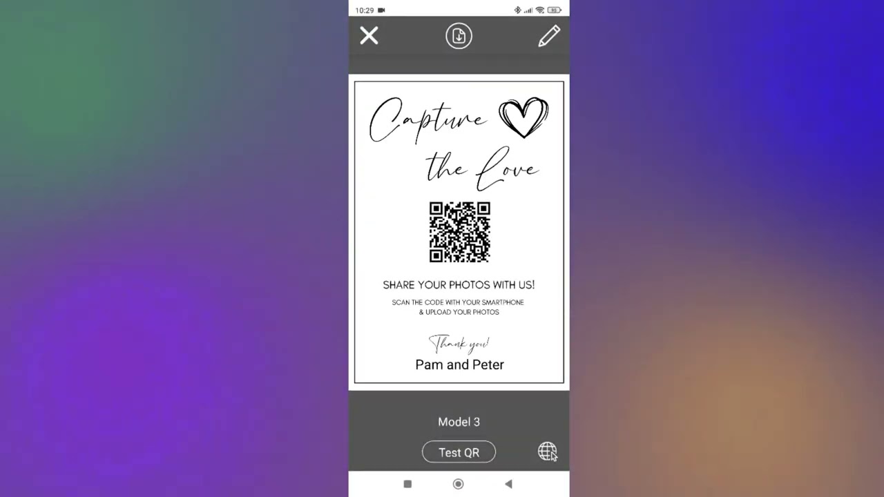 WediQR. Choose a QR sign to collect photos from your wedding guests.