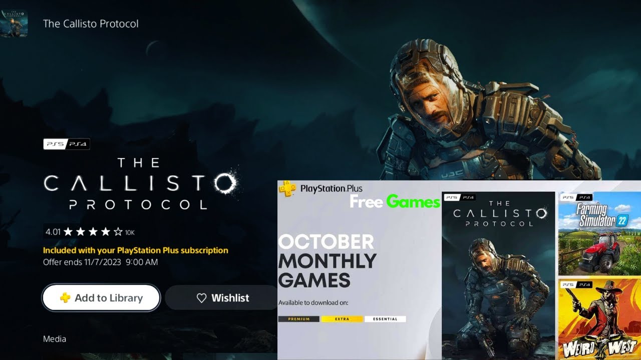 PS Plus Free Games October Callisto Protocol Farming Simulator 22