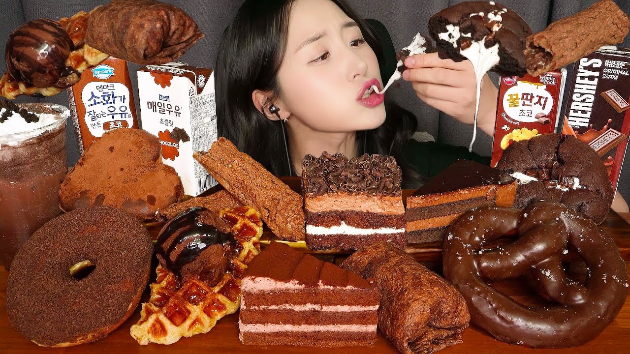 ШОКОЛАДНЫЙ ВЗРЫВ🍫 ШОКОЛАДНЫЙ ТОРТ & КРЕМОВЫЙ ПОНЧИК & ПЕЧЕНЬЕ ASMR ЗВУКИ ЕДЫ МУКБАНГ