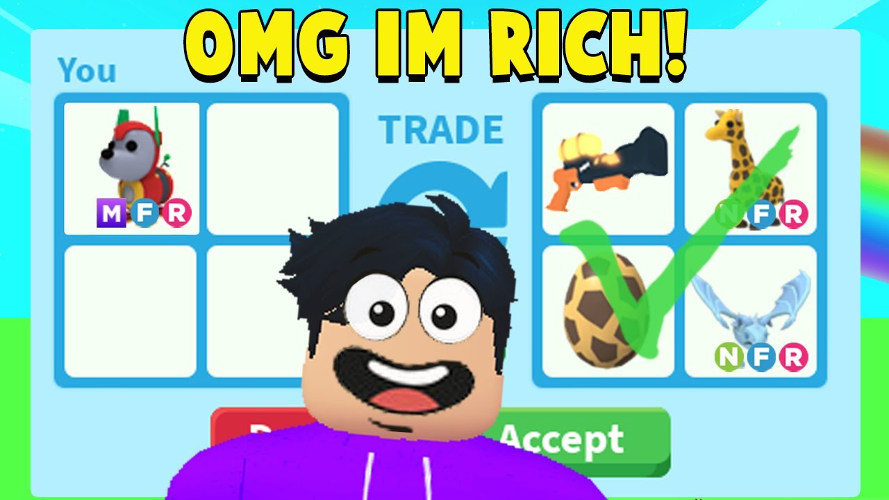 Trading In most richest Server In Roblox Adopt Me Ever Mega Trades 