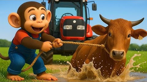 Farm Work_ Tractor Accident Over Broken Bridge_ Monkey Farmer Pulls Cow Out Of The River_ Cobby Farm