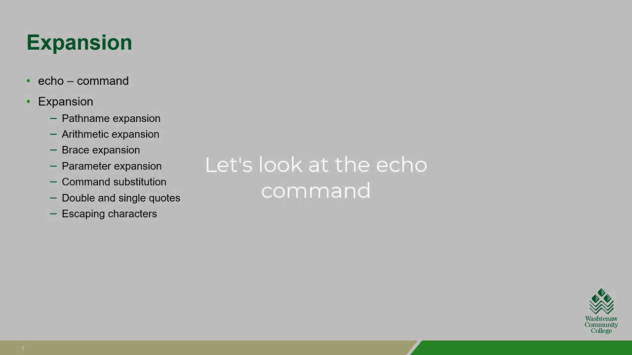 Linux Fundamentals 4.1: Expansion