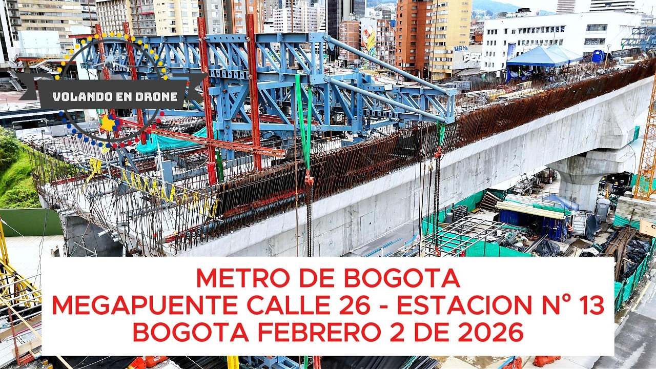 VOLANDO EN DRONE -METRO DE BOGOTA MEGAPUENTE CALLE 26- ESTACION N° 13   BOGOTA FEBRERO 2 DE 2026