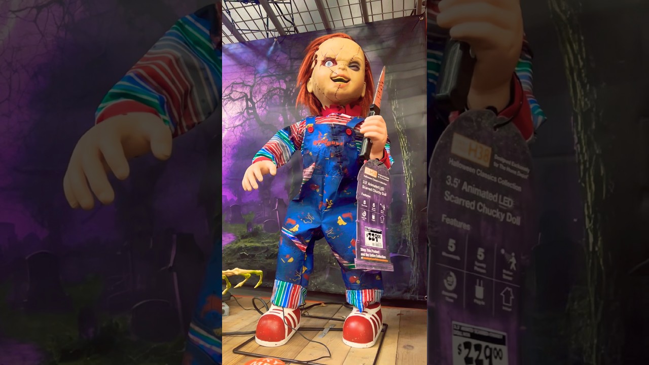 3.5 ft. Animated LED Scarred Chucky Doll H38