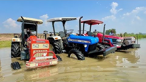 Washing  My Tractors in Deep Water | Swaraj 855 Fe | Mahindra Arjun NOVO 605 | New Holland 3630 4wd