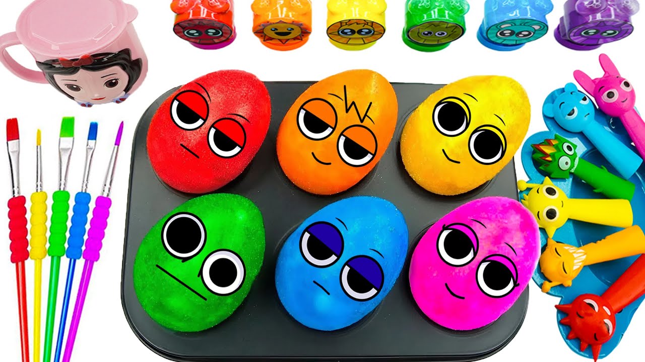 Oddly Satisfying Video l Making 6 Rainbow Sprunki Candy FROM Crunchy Slime Balls Funy Cutting ASMR