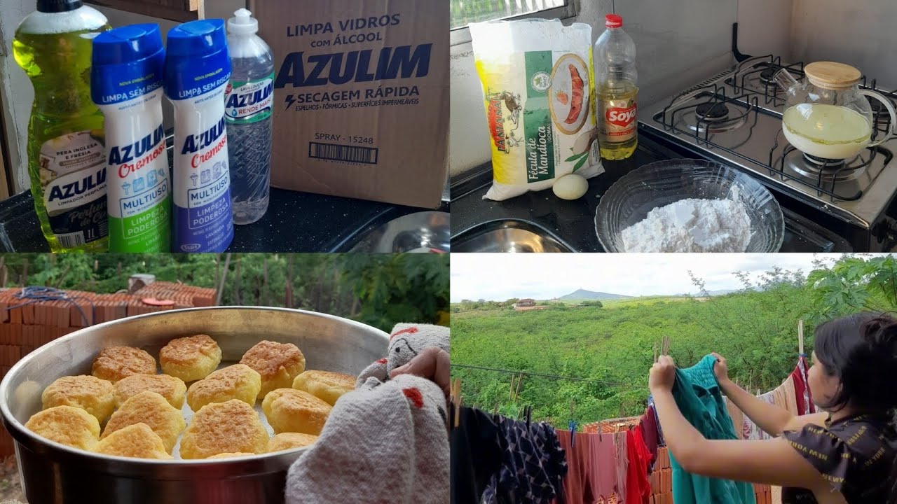 Rotina da tarde no interior fiz pão de queijo sem queijo 🧀 🏠🍃🌤☕️ #interior #donadecasa #pãodequeijo 