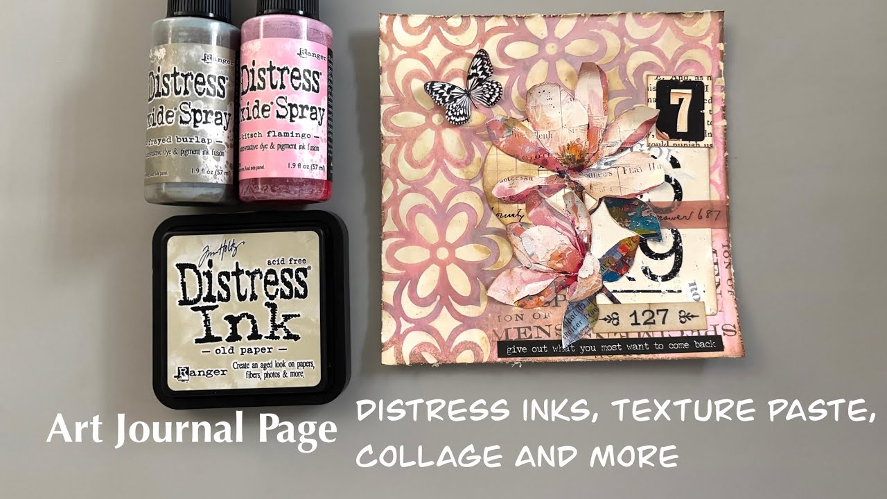 Mixed media art journal page using distress inks, texture paste ...