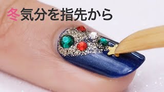 【ネイル】指先も冬仕様に♡イルミネーションのようなツリーネイル＊冬ネイル＊夜空＊チェックネイル＊アーガイル
