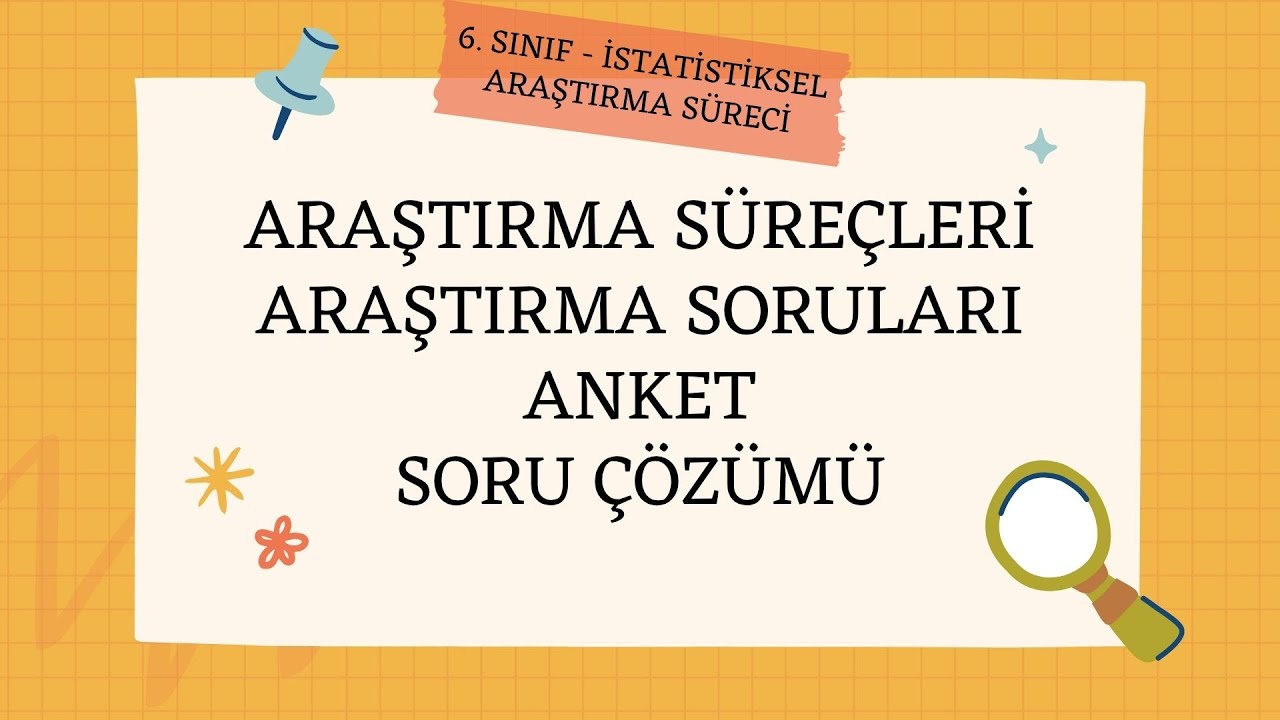 3. Araştırma Süreci, Araştırma Sorusu, Anket - 6. Sınıf - Matematik - İstatistiksel Araştırma Süreci