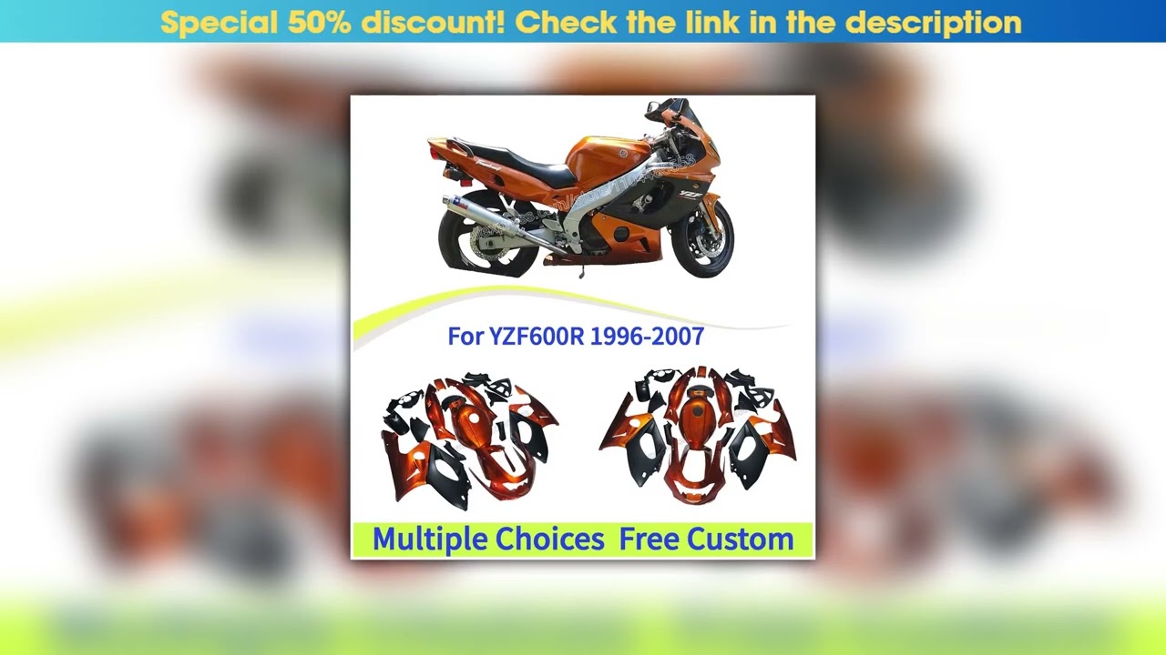 Review YZF 600 Full Body Fairings kits THUNDERCAT 4TV 1996-2004 2005 2006 2007 Black & Orange••••••