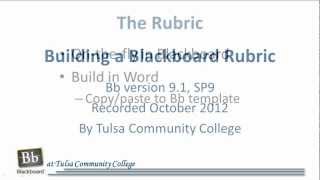 Building a Blackboard Rubric