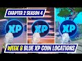 NEW WEEK 8 BLUE XP COIN LOCATIONS IN FORTNITE SEASON 4 - WHERE TO FIND WEEK 8 BLUE XP COINS