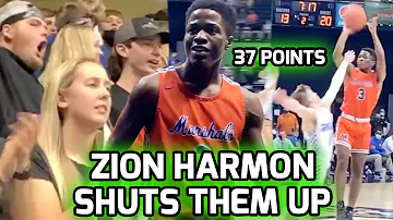 Zion Harmon Battles Injury & SHUTS UP OBNOXIOUS STUDENT SECTION! Drops 37 PTS In 1st Playoff Game 🔥