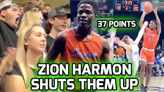 Zion Harmon Battles Injury \& SHUTS UP OBNOXIOUS STUDENT SECTION! Drops 37 PTS In 1st Playoff Game 🔥
