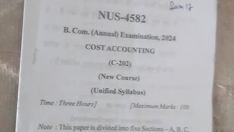 #ccsu#b.com2ed yr #cost accounting 2024 question paper