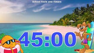 45 Minute Countdown Timer - Tropical Island Paradise 🌞 Song Alarm 🎵
