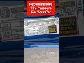 Recommended Tire Pressure For Your Vehicle. #