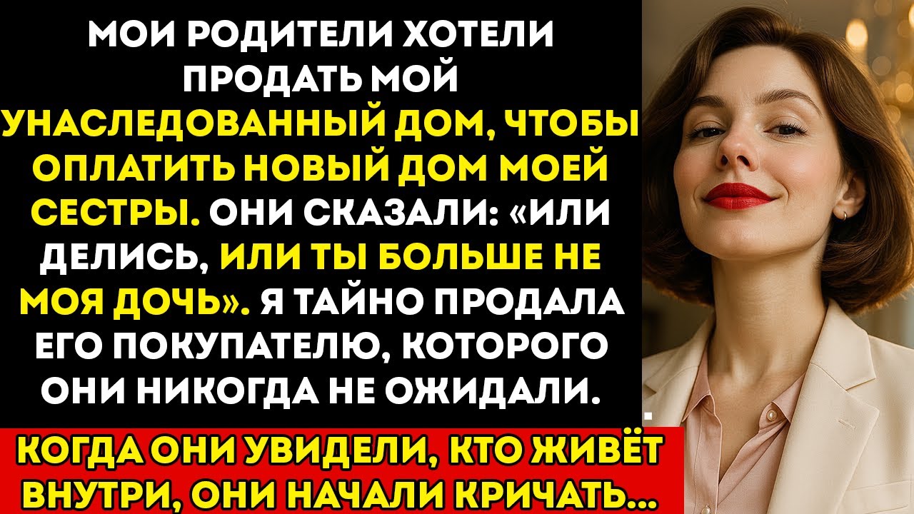 Мои родители потребовали, чтобы я продала свой дом сестре, иначе меня лишат семьи — но её
