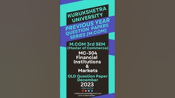 Financial Institutions and Markets of Kuk M.Com 3rd Sem Previous Year Paper 2023|Exam Capital| RJ