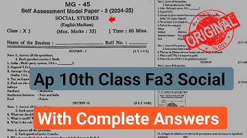 💯Ap 10th class social studies self assessment 3 model paper and answers 2025|10th fa3 social studies