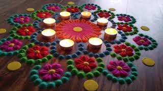 Easy rangoli design using bangles | Very Simple Rangoli design for begginners