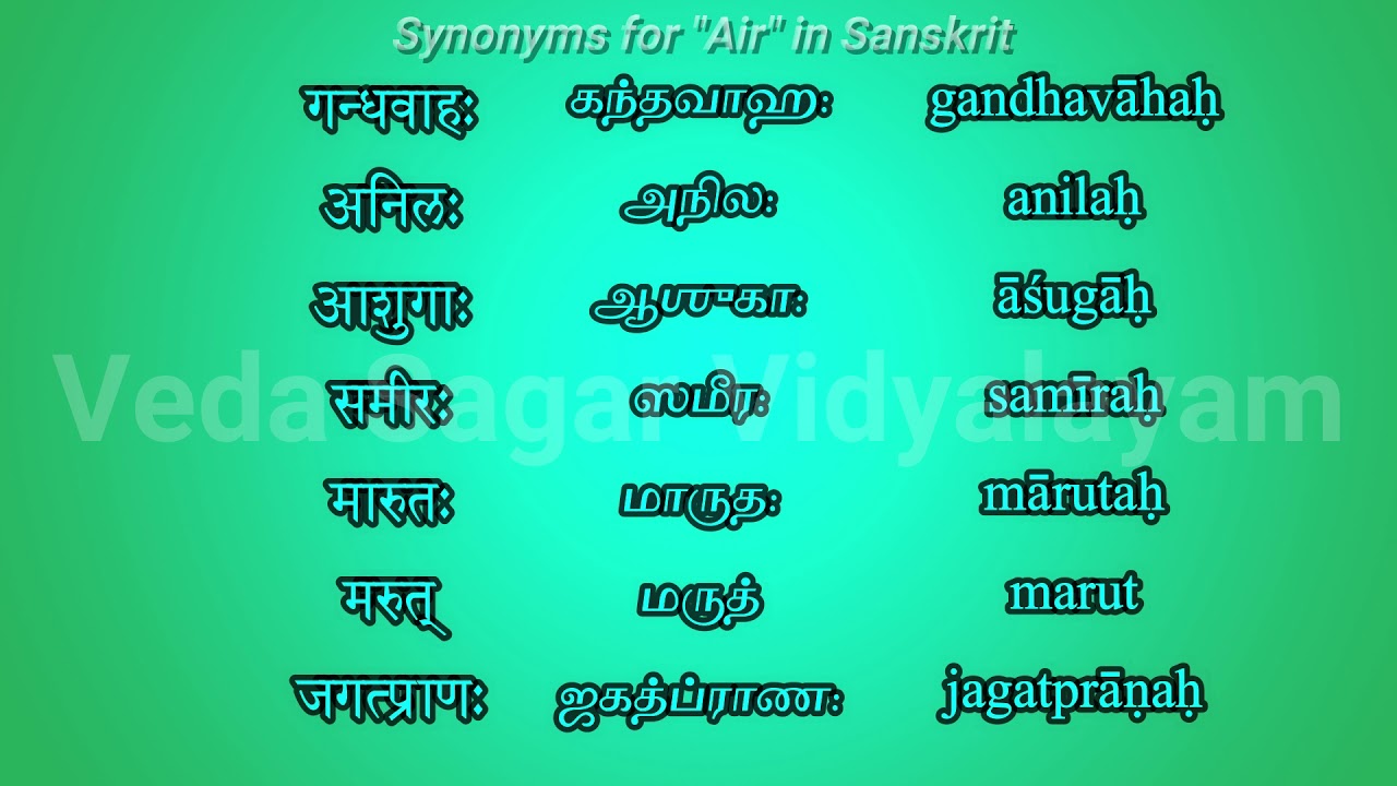 Synonyms for Air in Sanskrit YouTube