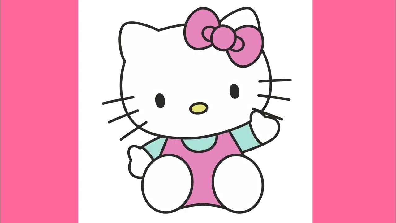How to draw Cute Hello Kitty Sitting Pose YouTube