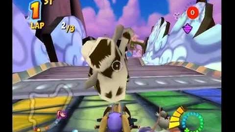 Crash Tag Team Racing Track And The Beanstalk PS2 Gameplay