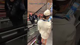 Can you read people’s eyes #shorts #fyp #reactions #stewardess #lady