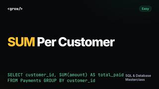 Total Payments Per Customer | SQL Interview Question (GROUP BY, SUM, NULLs) | GrowAsEngineers