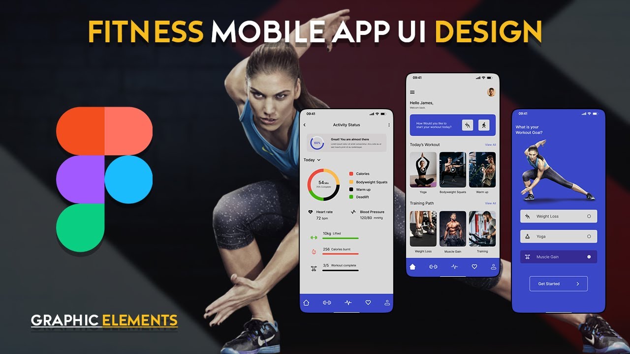 Fitness App UI Design in Figma | Figma Tutorial | Graphic Elements ...