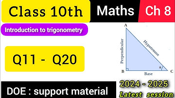 Class 10 Maths chapter 8 Trigonometry DOE Support material | Q11 - Q20
