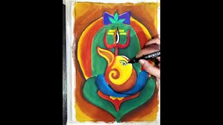 Lord Ganesha worships Shiva lingam drawing using soft pastel | Soft pastel drawing for beginners