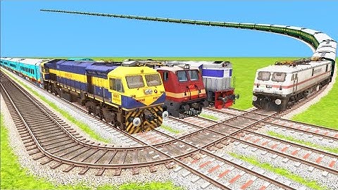 2 TRAINS CROSSING ON BUMPY FORKED RAILROAD CROSSING | Train Simulator 203 #railroad