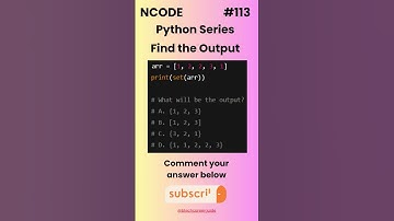 NCODE #113 | Find the Output | Comment your Answer Below | #coding #pythondaily #python #mcqsquiz