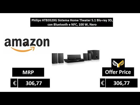 Philips HTB3520G Sistema Home Theater 5.1 Blu-ray 3D, con Bluetooth e NFC, 100 W, Nero