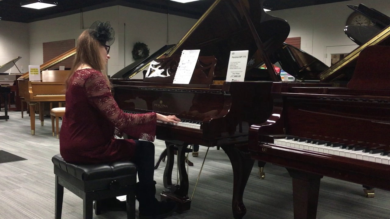 Perzina GP-175 5'10 grand piano with performer Kimberly Ebert