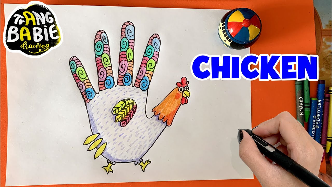 How To Draw A Chicken With Your Hand Animal Handprint Art YouTube Maxresdefault
