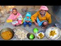 Dry fish  bottle gourd cooking and eating by santali tribe grandmother and grandfather 