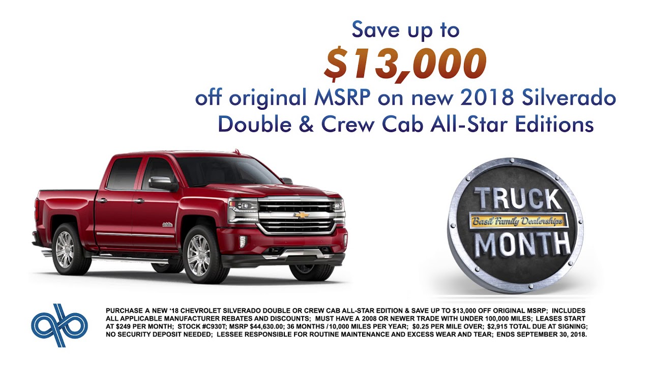 Drive A New 2018 Chevy Silverado During Joe Basil Chevrolet's Truck