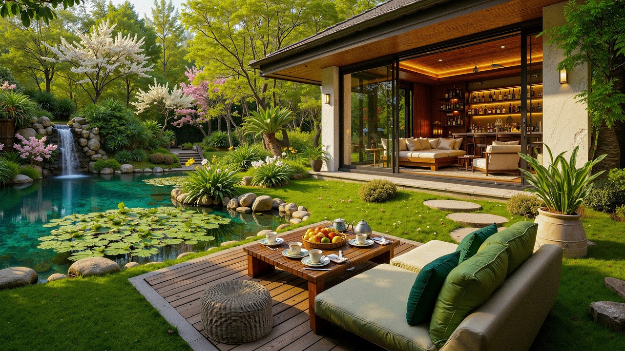 Spring Garden Villa Coffee Jazz - Smooth Jazz Music with Nature Sounds for Relaxation and Study