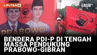 Bendera PDI-P 'Mengantar' Prabowo-Gibran Daftar ke KPU | Liputan6