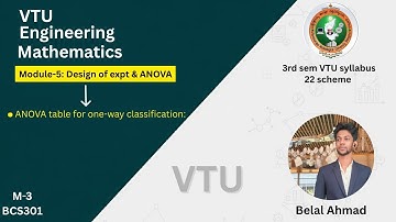 VTU engineering mathematics||M-3||Module-5||BCS301||One-way ANOVA